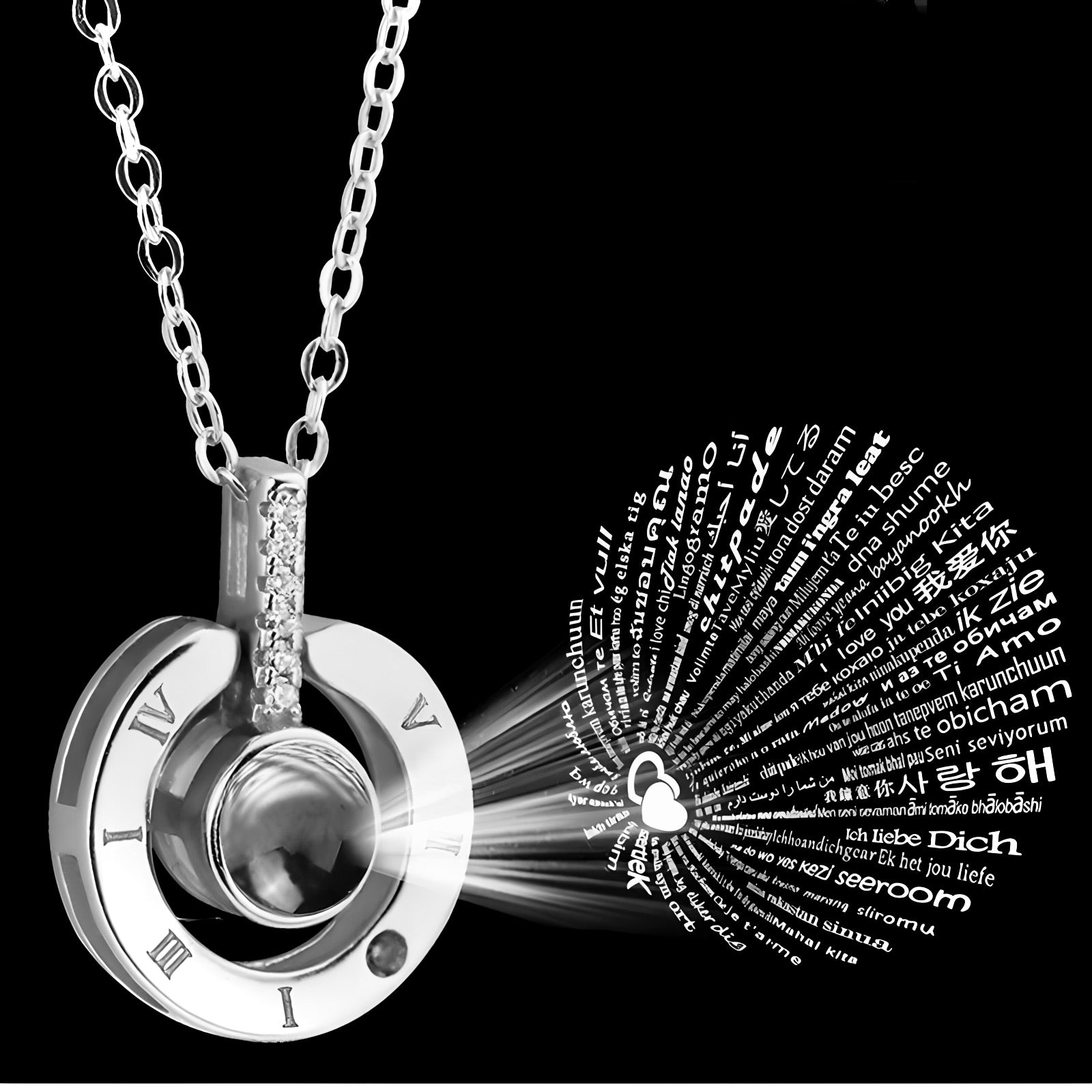 I Love You Necklace Projected In 100 Languages